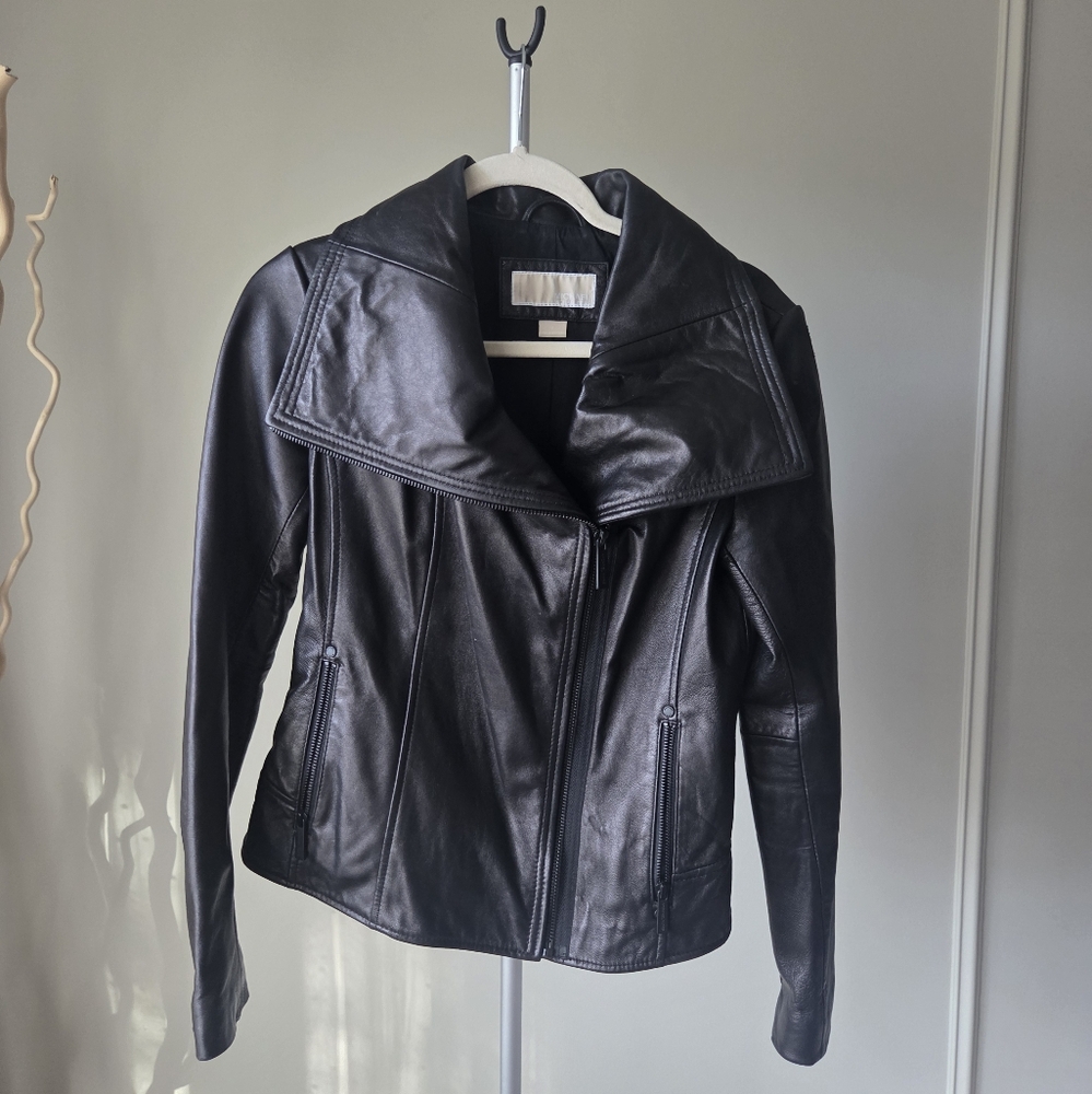 Michael Kors Women's Black Leather Jacket Sz.S